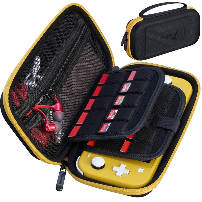 ButterFox Slim Compact Carrying Case for Nintendo Switch Lite with 19 Game and 2 Micro SD Card Holders, Storage for Switch Lite Accessories (Yellow/Black) - Image 2